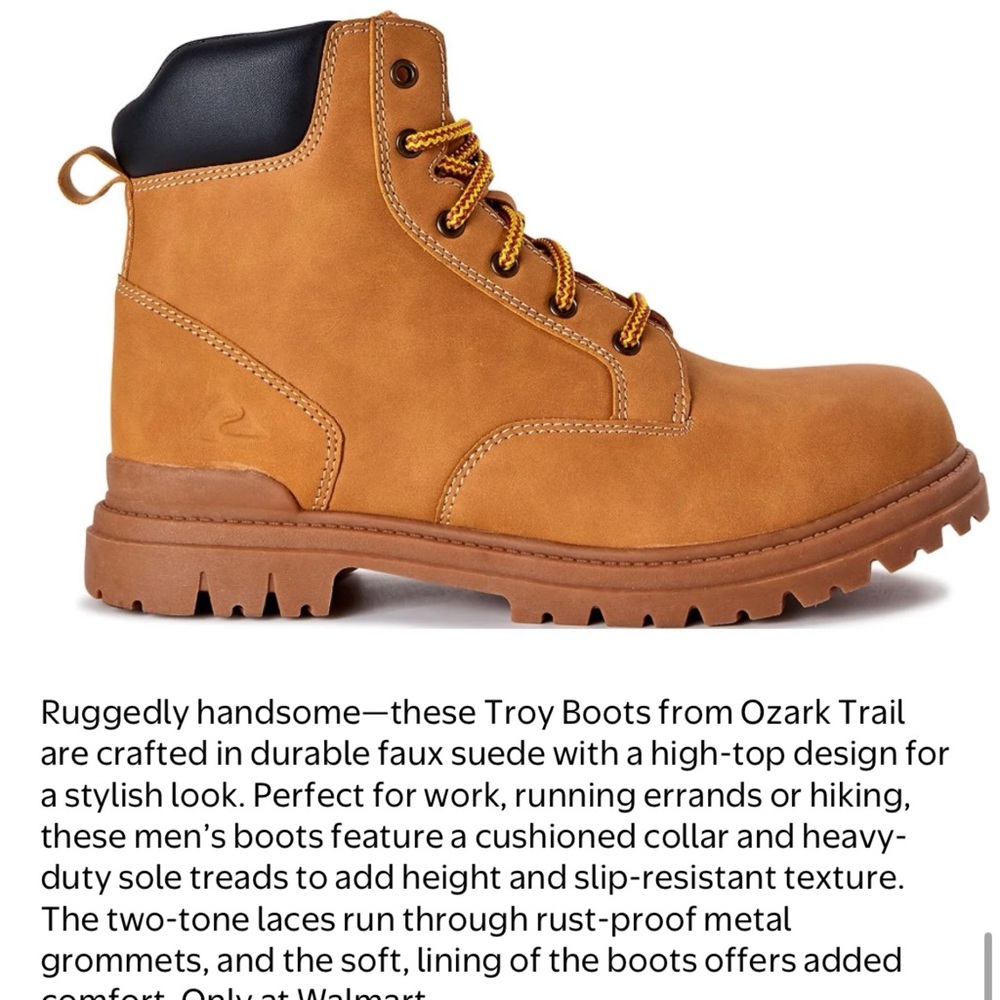 Men's Tan Lace-Up Boots - Picture 2 of 16